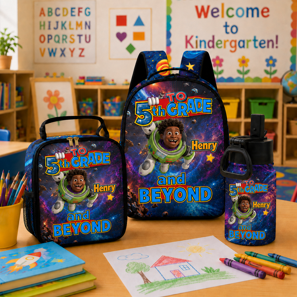 Personalized Galaxy Adventure Backpack & Lunch Set for Kids School Bag+ GradoCreations