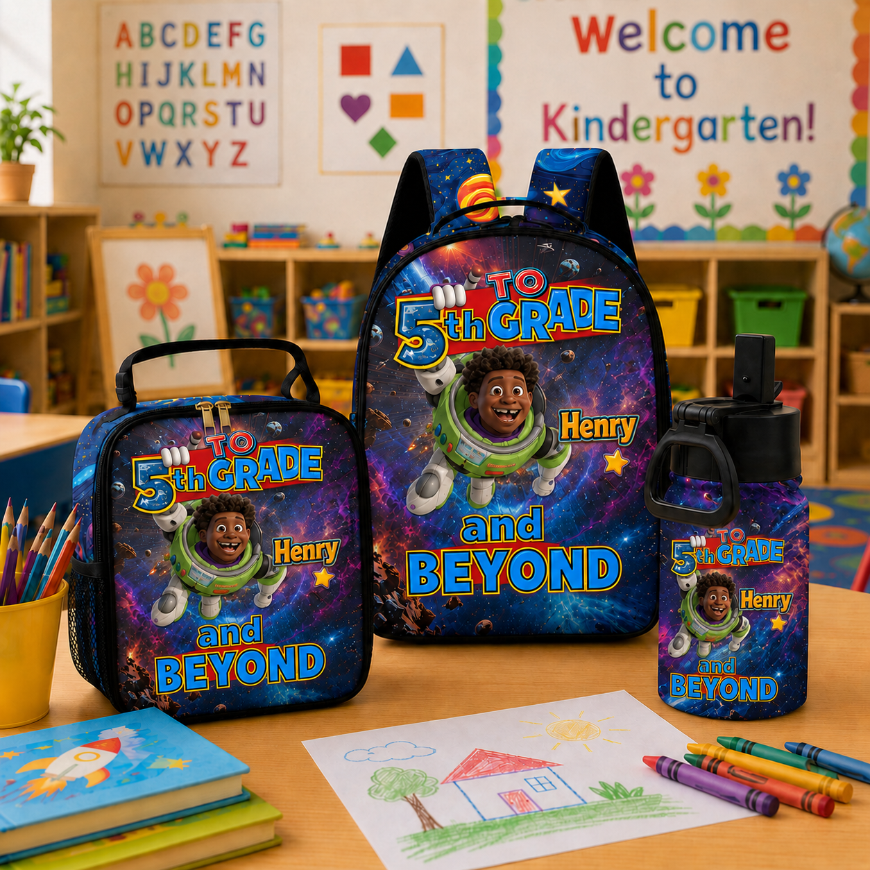 Personalized Galaxy Adventure Backpack & Lunch Set for Kids School Bag+ GradoCreations