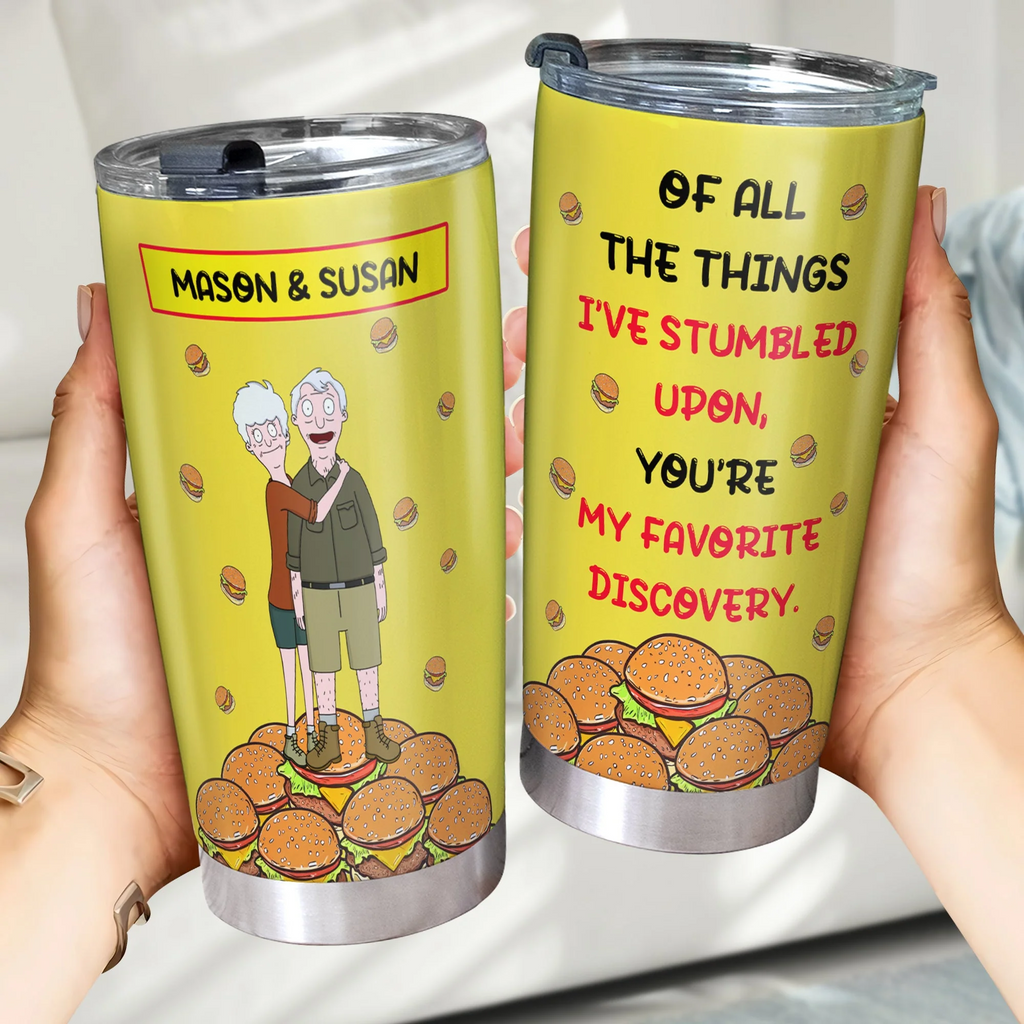 Personalized Burger Couple Tumbler Custom Name Gift for Couple Anniversary