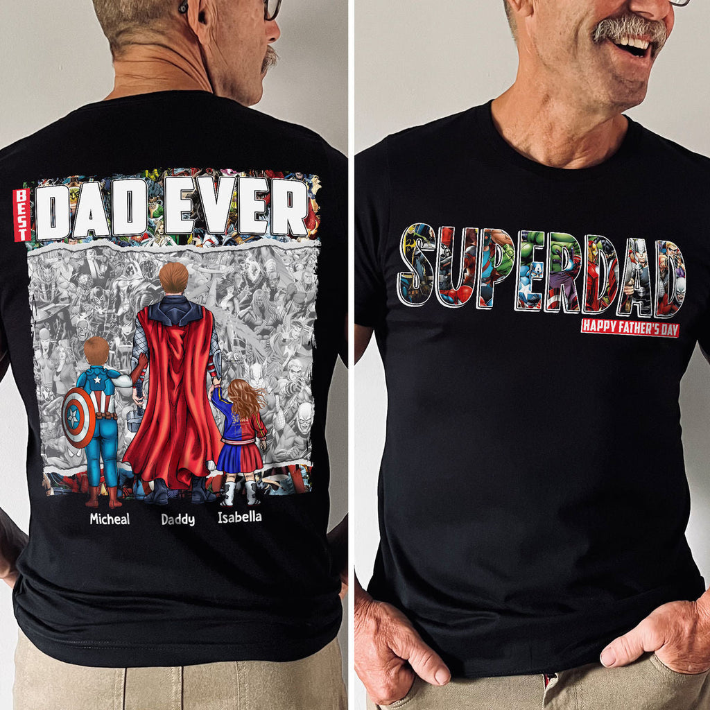 Personalized SuperDad T-Shirt Best Dad Ever Gift for Dad