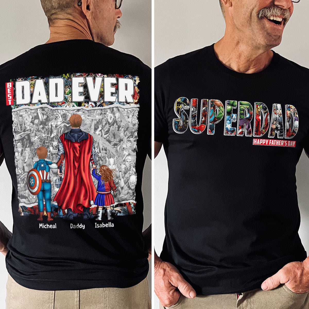 Personalized SuperDad T-Shirt Best Dad Ever Gift for Dad