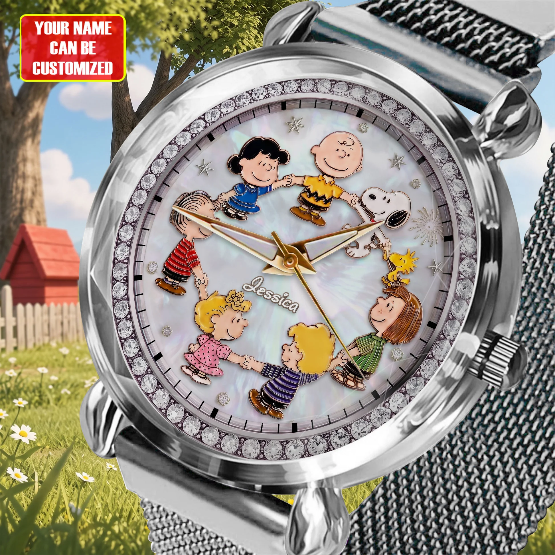 Personalized Cartoon Friends Women Hand Watch Custom Name Gift for Her Women Hand Watch GradoCreations