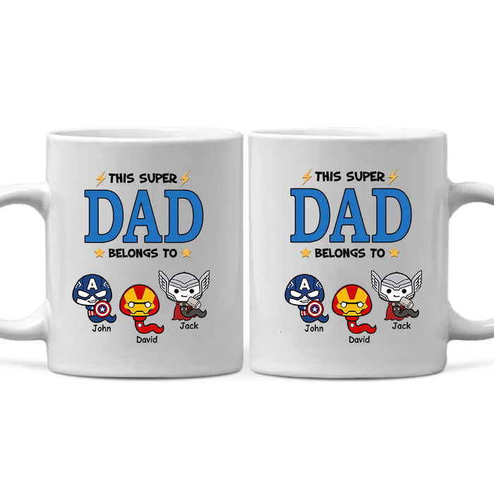Personalized Super Dad Ceramic Mug Custom Family Names Gift Mug GradoCreations