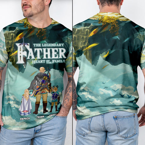 Personalized 3D Tshirt Gift for Dad Heart of Family Design AOP Tshirt GradoCreations