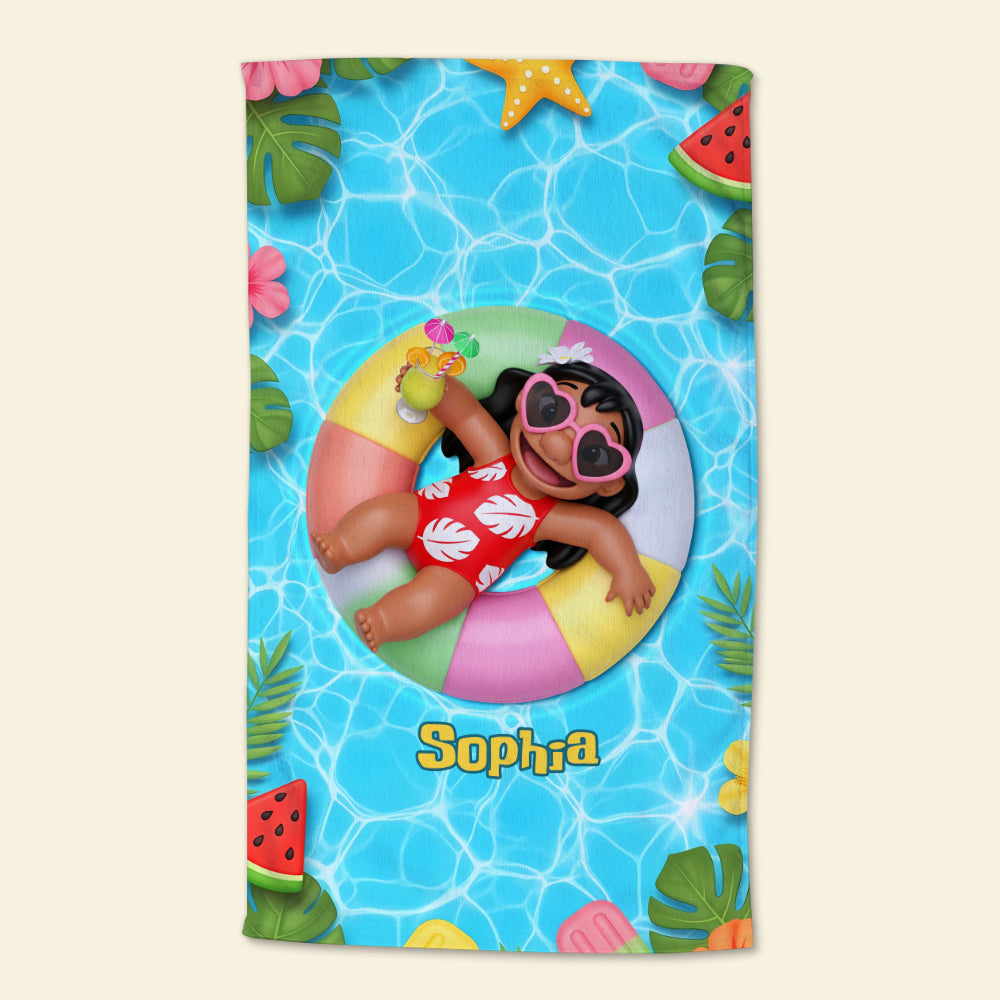 Personalized Beach Towel with Cute Aliens for Kids | Summer Gift