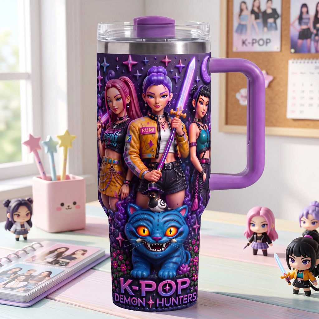 Personalized K-Pop Themed Tumbler Gift for Daughter - 40oz Drinkware Tumbler GradoCreations