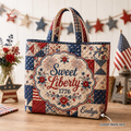 Personalized Quilted Tote Bag USA Flag Sweet Liberty Gift