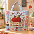 Personalized Quilted Tote Bag for Teacher with Custom Name - Gift for Back to School