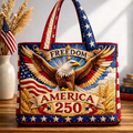 Patriotic Quilted Tote Bag with Bald Eagle Design Gift for Her