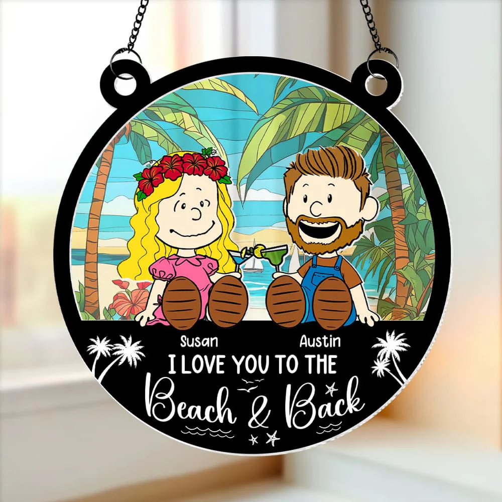 Personalized Beach-Themed Suncatcher Ornament Gift for Couple