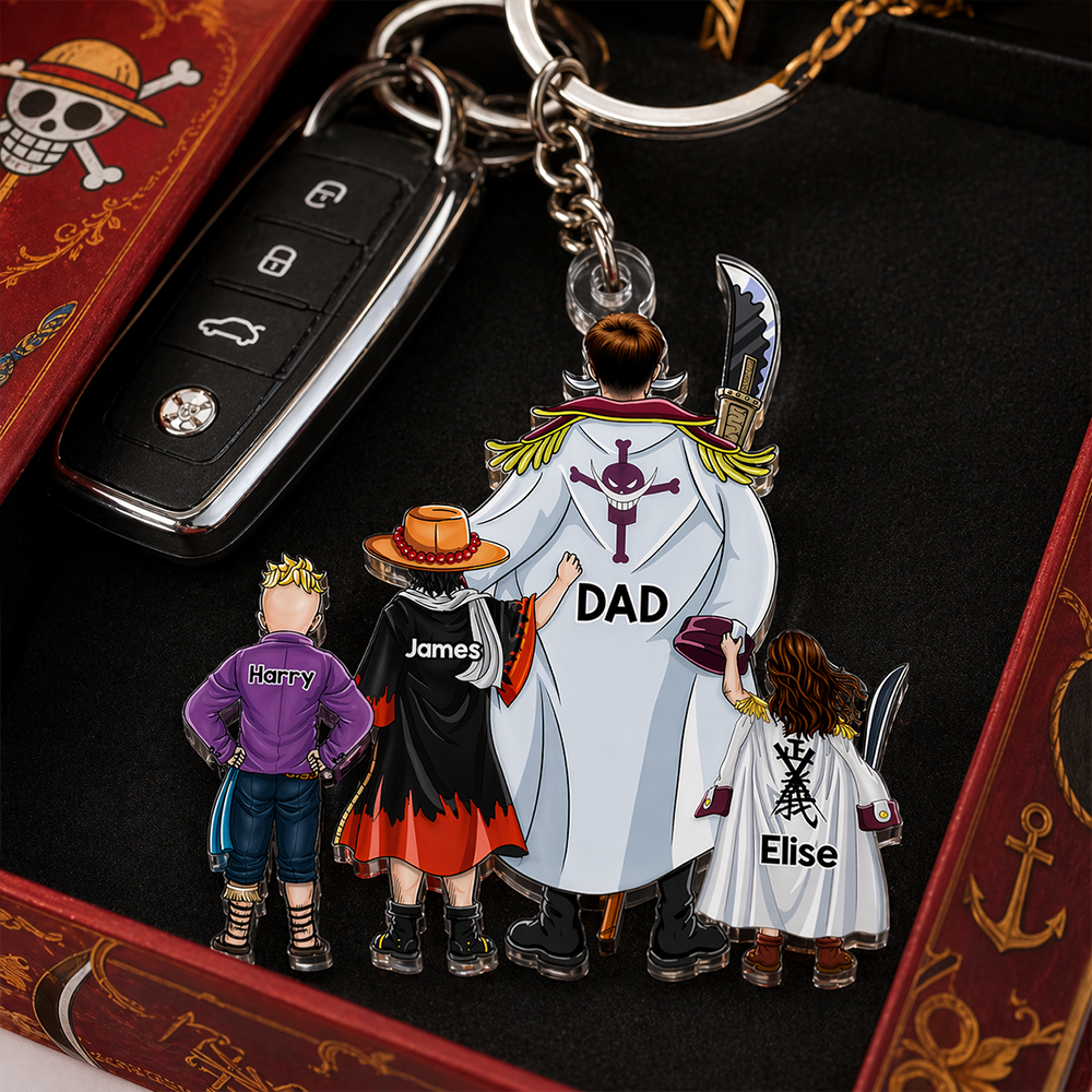 Personalized Dad Keychain with Kids Custom Acrylic Gift for Father's Day