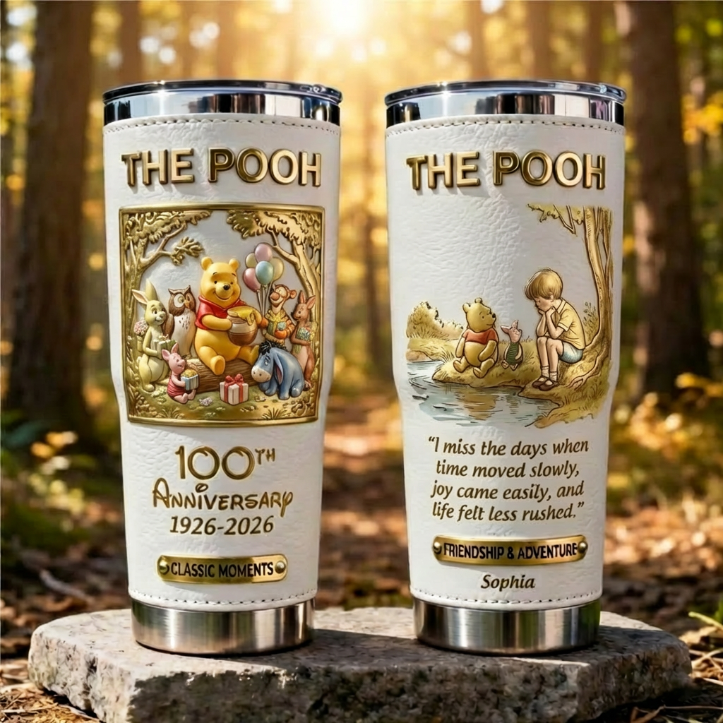 Personalized Pooh Anniversary Tumbler Custom Name Gift for Movie Fans