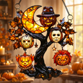 Personalized Spooky Pumpkin Tree Suncatcher Halloween Gift for Family Window Hanging Suncatcher GradoCreations