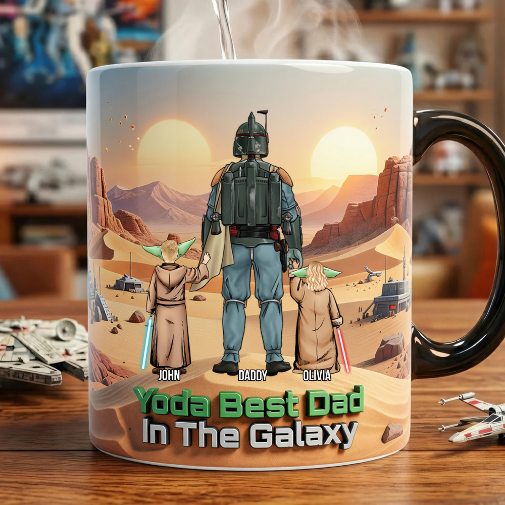 Personalized Yoda Best Dad In The Galaxy Accent Mug Gift