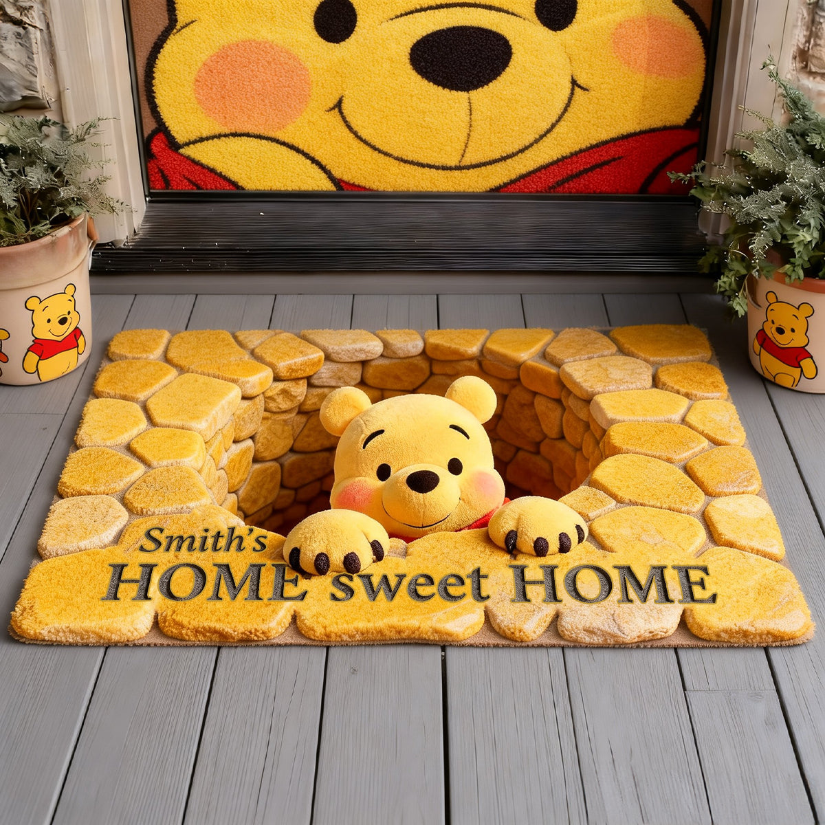 Personalized Honey Bear Doormat Custom Family Welcome Mat