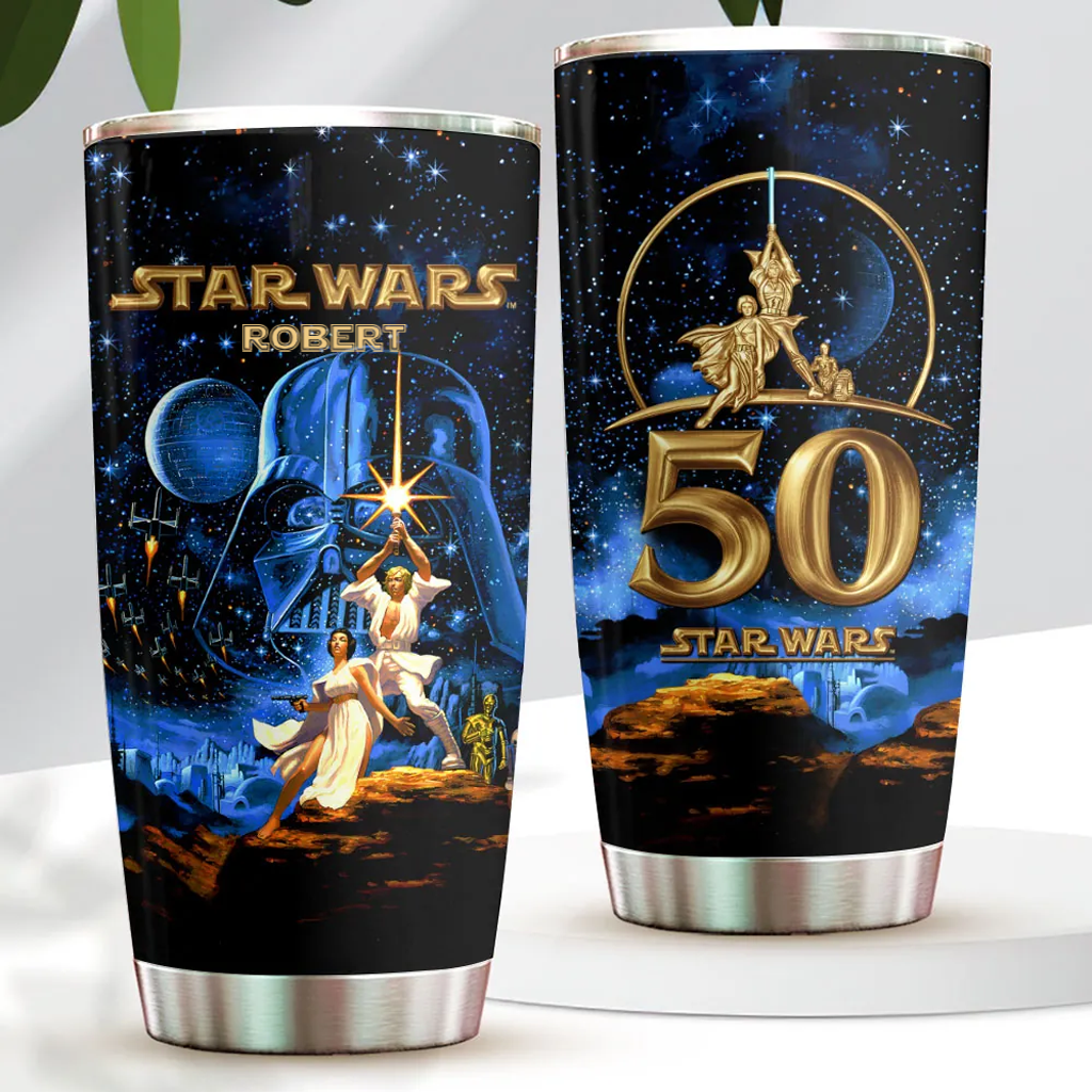 Personalized 50th Anniversary Star Wars Tumbler Gift for Movie Fans