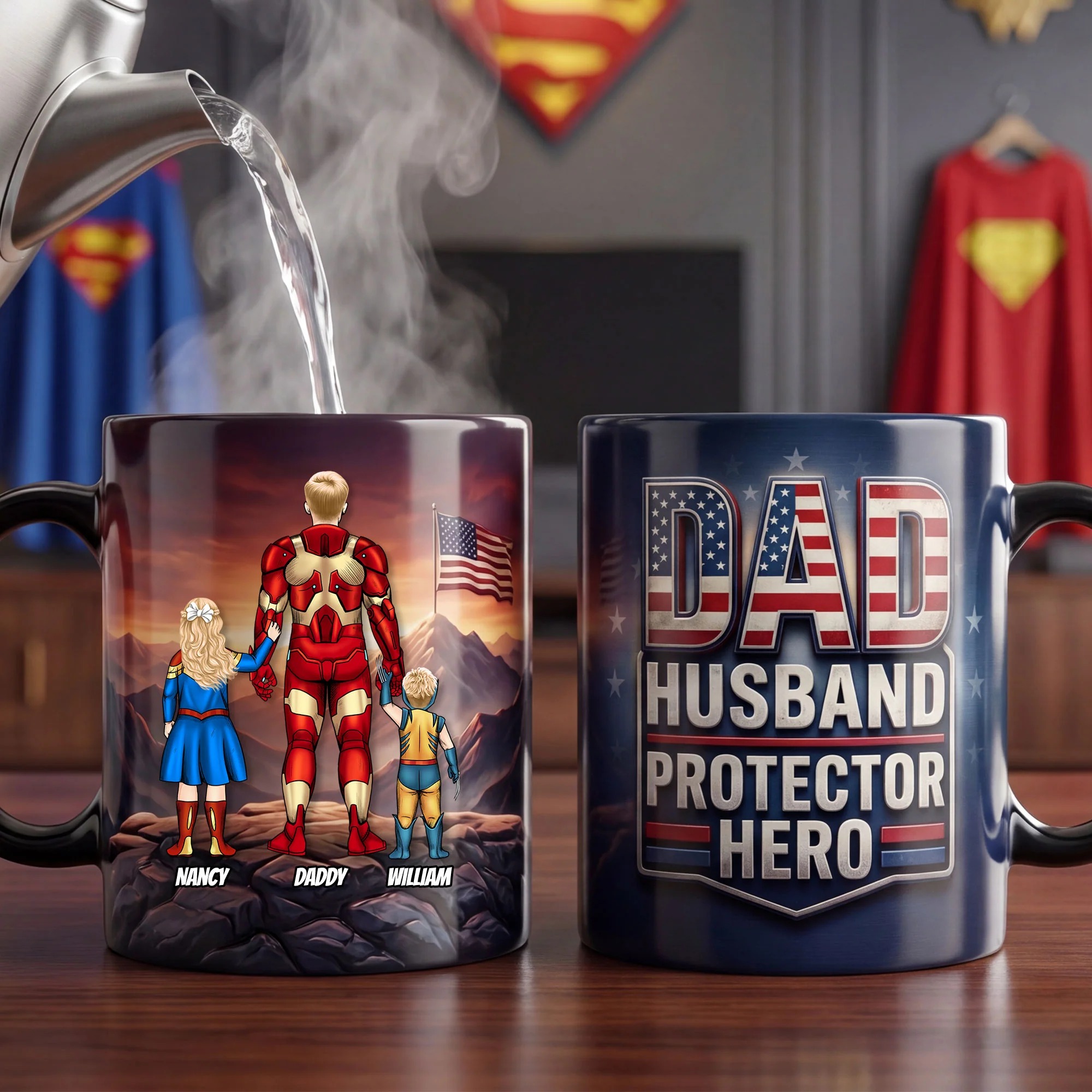 Personalized Accent Mug for Dad with Hero Design - Perfect Gift