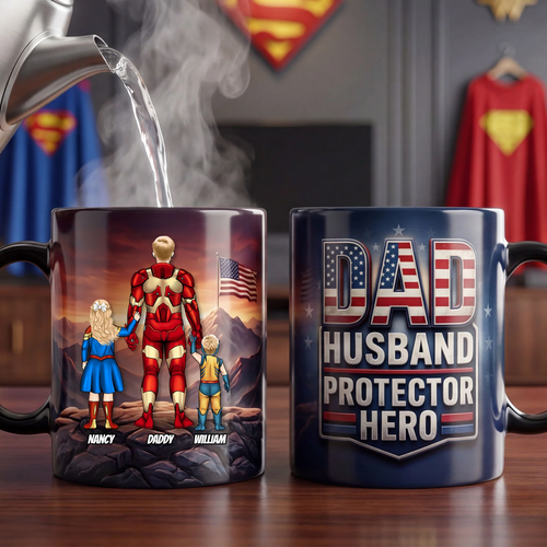 Personalized Accent Mug for Dad with Hero Design - Perfect Gift Mug GradoCreations