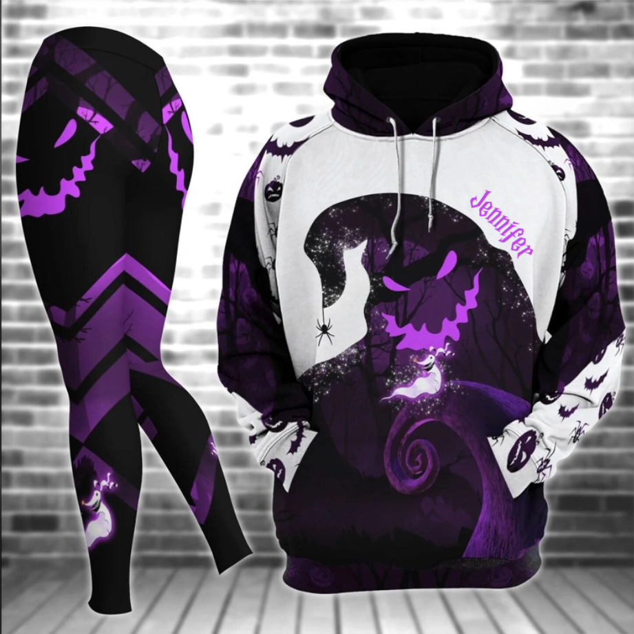 Personalized Purple Spooky Boogie Man Hoodie & Leggings Set for Halloween Gift