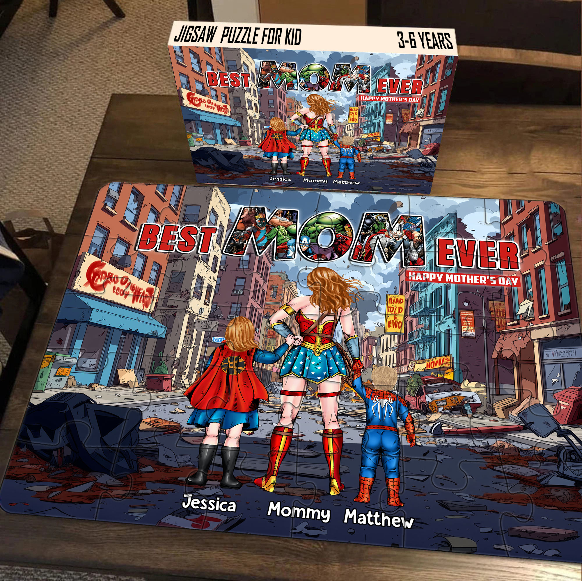 Personalized Super Hero Mom Puzzle Custom Name Gift for Mother Puzzle GradoCreations