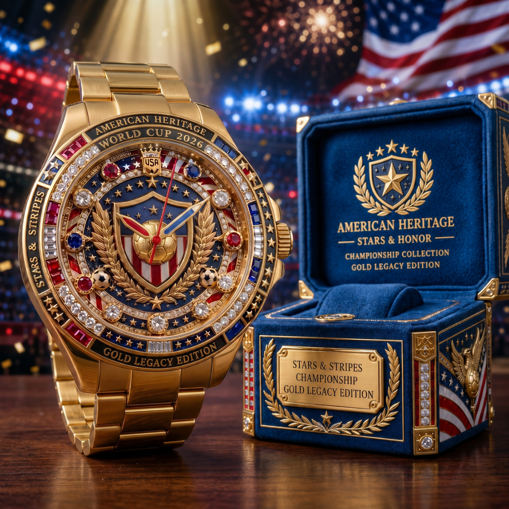 Personalized USA Flag Men's Wrist Watch Gift for Football Fans