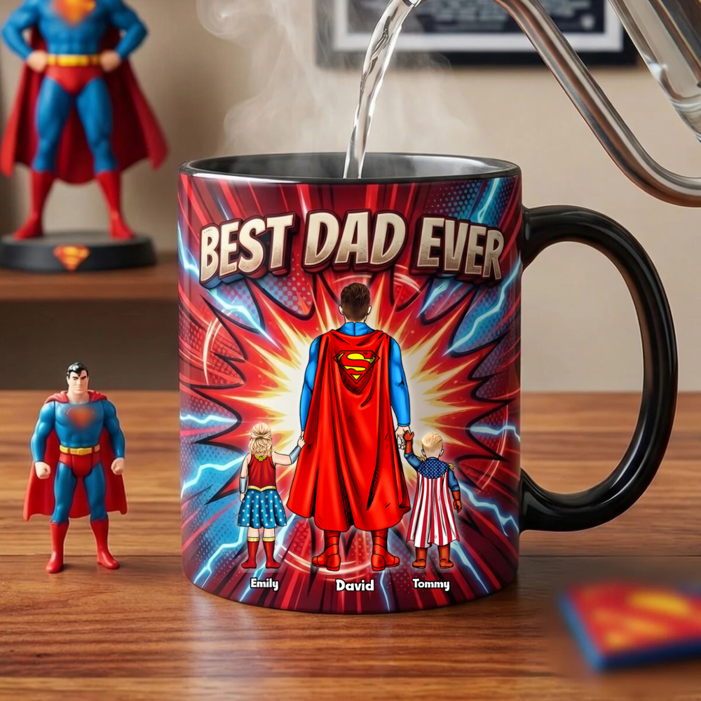 Personalized Best Dad Ever Mug Custom Family Names Gift