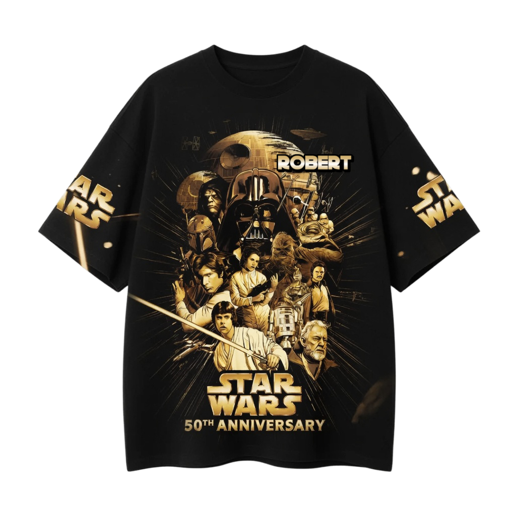 Personalized Star Wars 50th Anniversary All Over Shirt Gift for Movie Fans