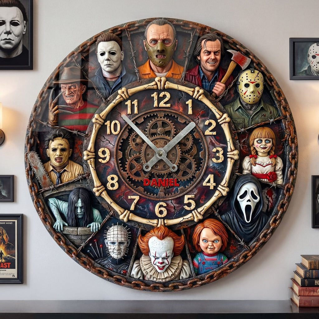 Personalized Horror Villain Wall Clock Gift for Family Wall Hanging Clock GradoCreations