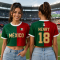 Personalized Mexico Soccer Jersey Crop Tee Custom Name Gift for Football Fans