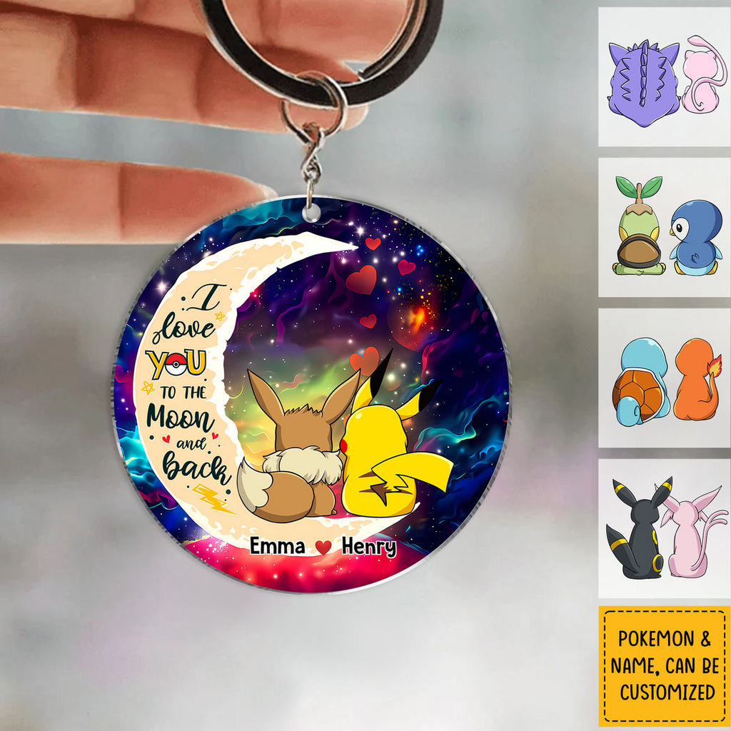 Personalized Acrylic Keychain Love You to the Moon Couples Gift