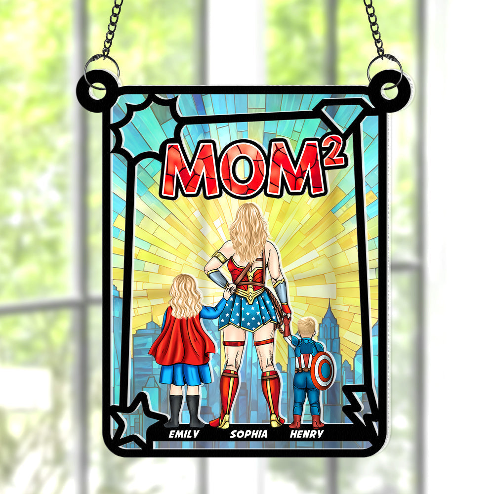 Personalized Suncatcher Supermom & Little Heroes for Mom