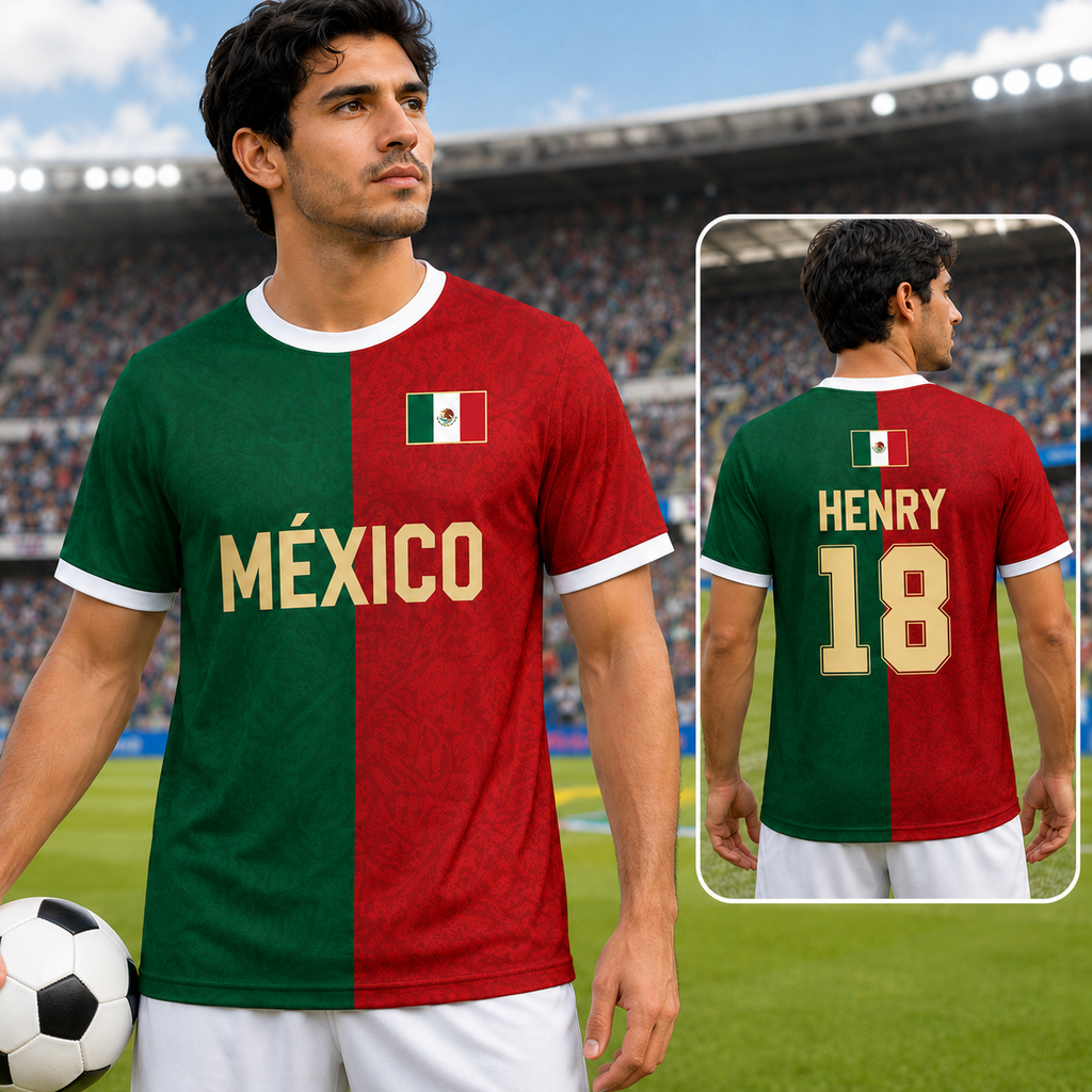 Personalized Mexico Soccer Jersey Custom Name Gift for Sports Fans
