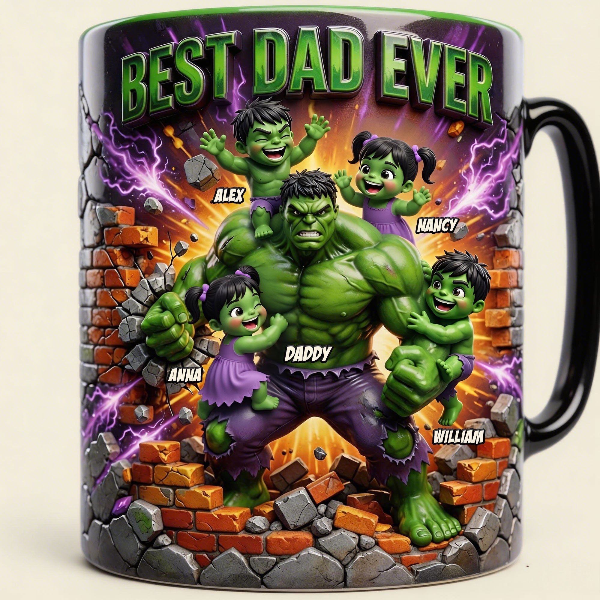 Personalized Hulk Dad Mug Color Changing Gift for Dad