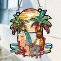 Personalized Burger Couple Suncatcher Ornament Gift for Him & Her