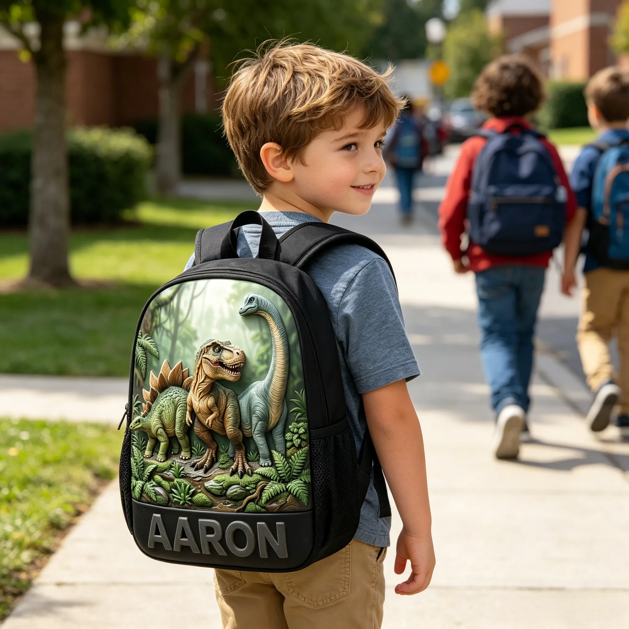 Personalized Dinosaur Backpack Set with Name - School Gift for Kids