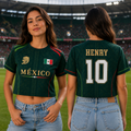 Personalized Mexico Jersey Crop Tee Custom Name Football Gift for Fans