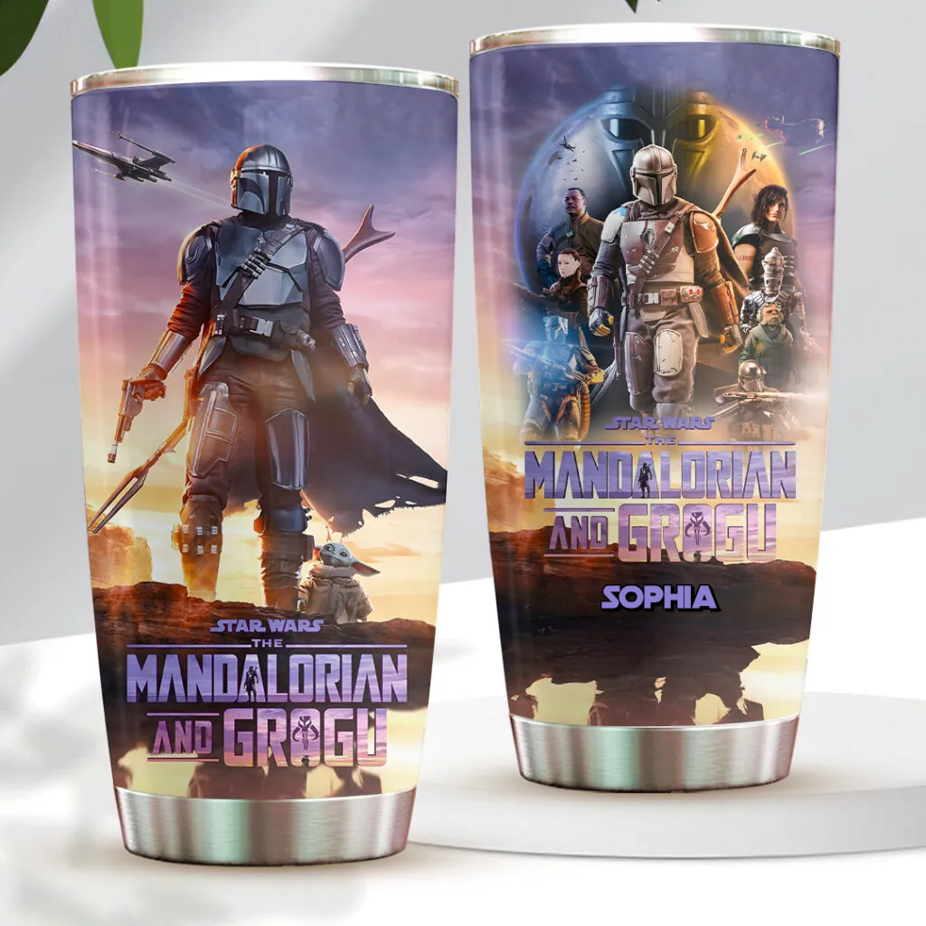 Personalized Star Wars Mandalorian Tumbler Custom Name Gift for Movie Fans