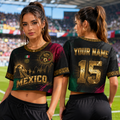 Personalized Mexico Soccer Jersey Crop Tee Custom Name Gift for Football Lovers