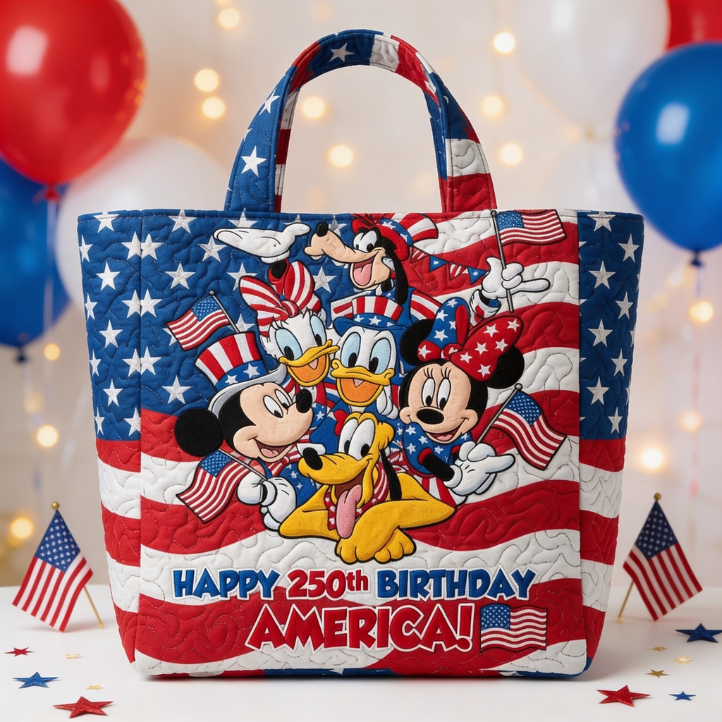 Personalized Quilted Tote Bag Happy 250th Birthday America Gift