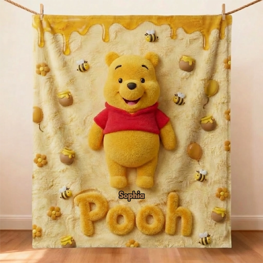 Personalized Honey Bear Blanket Custom Name Gift for Fans