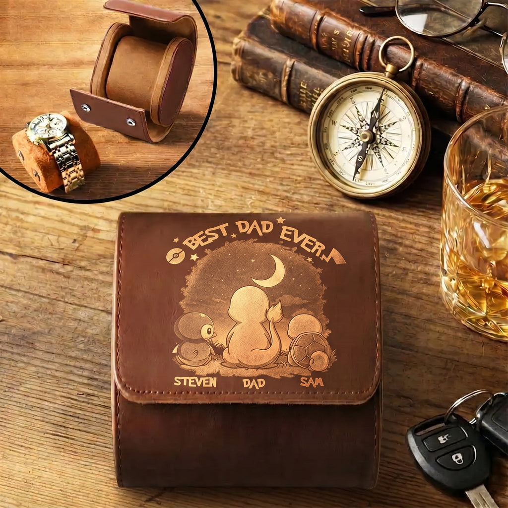 Personalized Leather Watch Case Best Dad Ever Gift for Dad