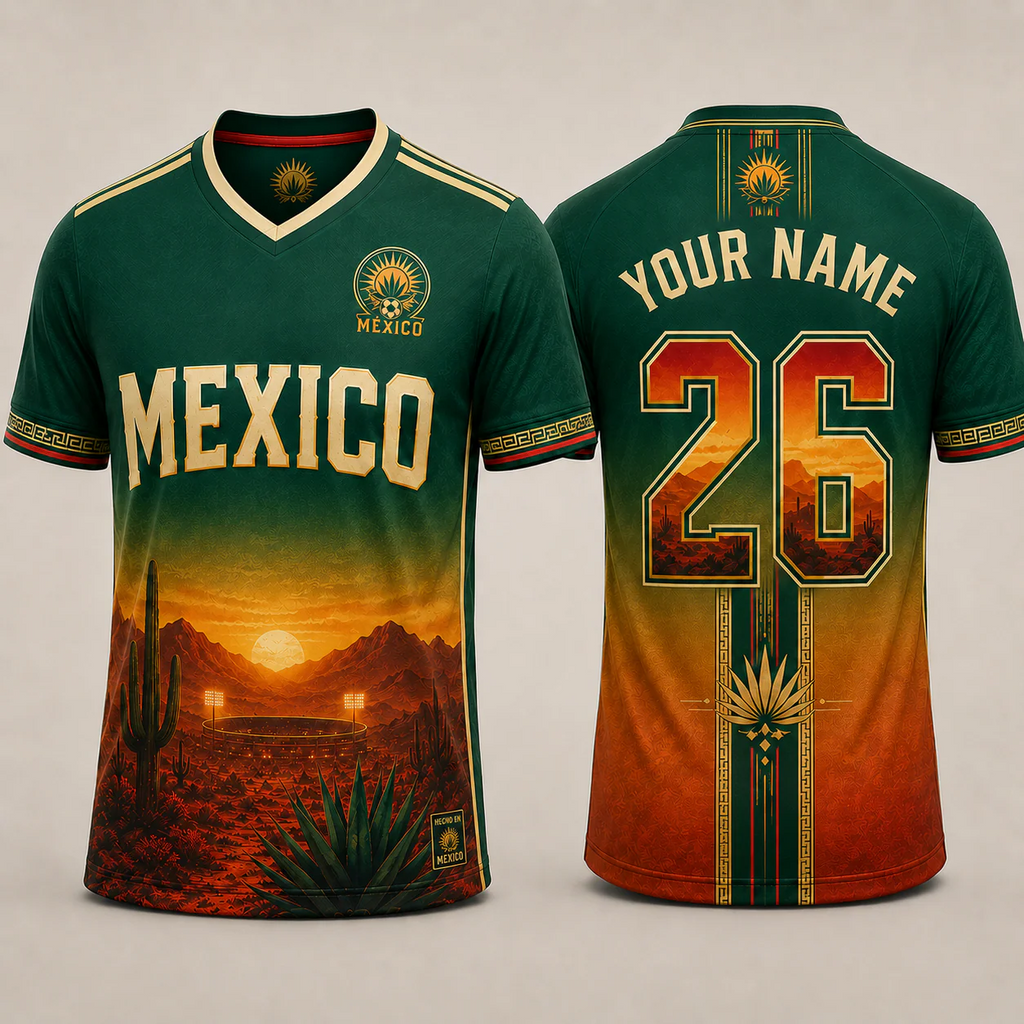 Personalized Mexico Sunset Soccer Jersey Custom Name Gift for Football Fans