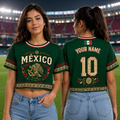 Personalized Aztec Eagle Soccer Jersey Crop Tee for Her - Unique Birthday Gift