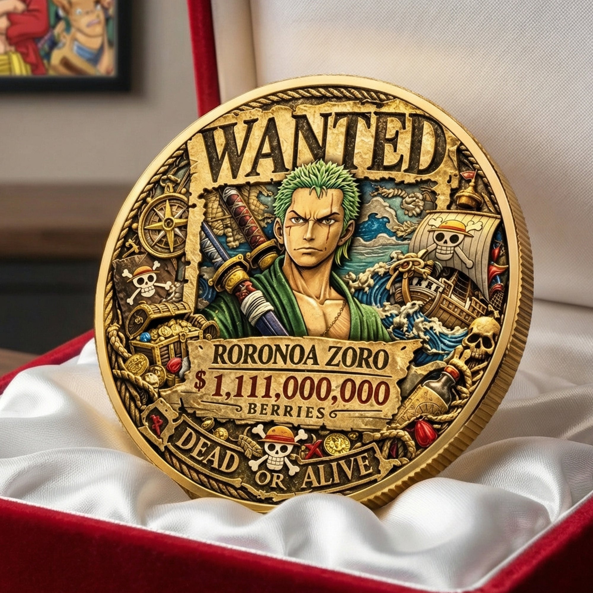 Personalized Roronora Zoro Commemorative Metal Coin Gift for Fans