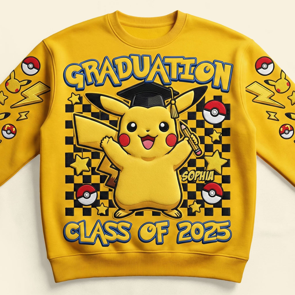 Personalized Pikachu Graduation Sweatshirt Class of 2025 Gift