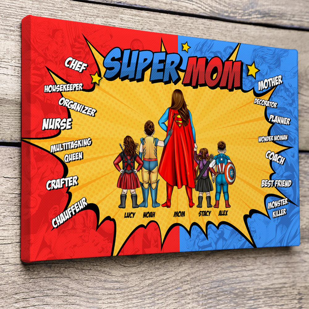 Personalized Super Mom Canvas Poster Custom Design Gift for Mom