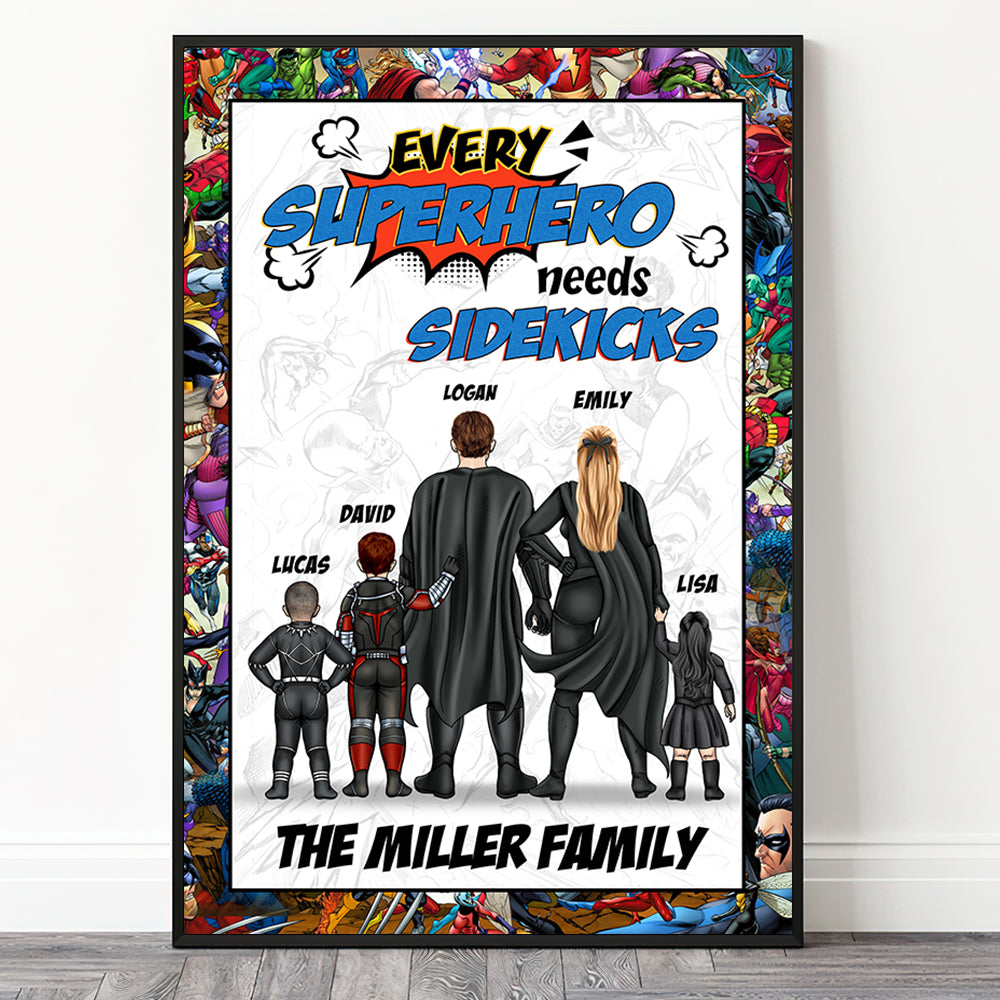 Personalized Superhero Family Canvas Print Custom Art Gift