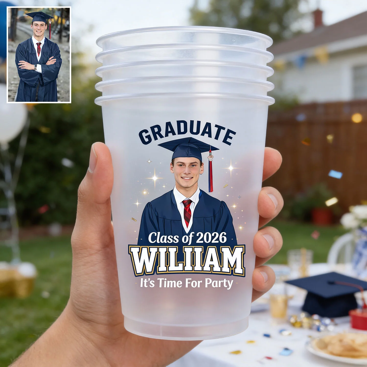 Personalized Frosted Cups Graduation Class of 2026 Photo Gift