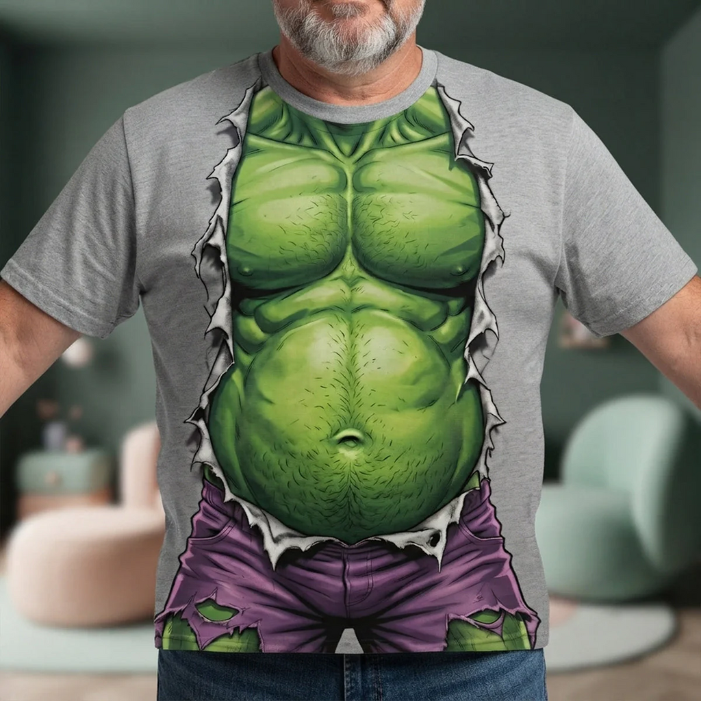 Funny Green Monster Personalized AOP T-Shirt Gift for Dad or Grandpa