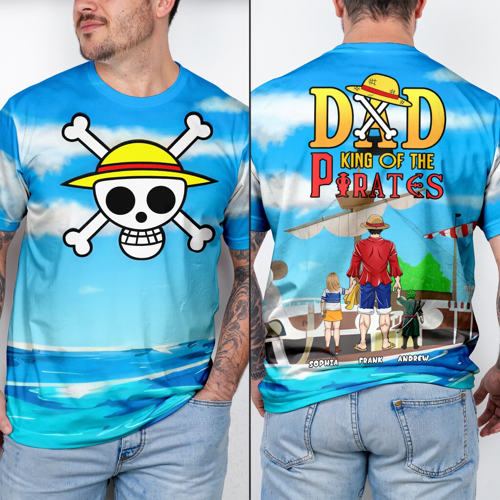 Personalized Pirate Kings 3D T-Shirt Gift for Dad | Father’s Day